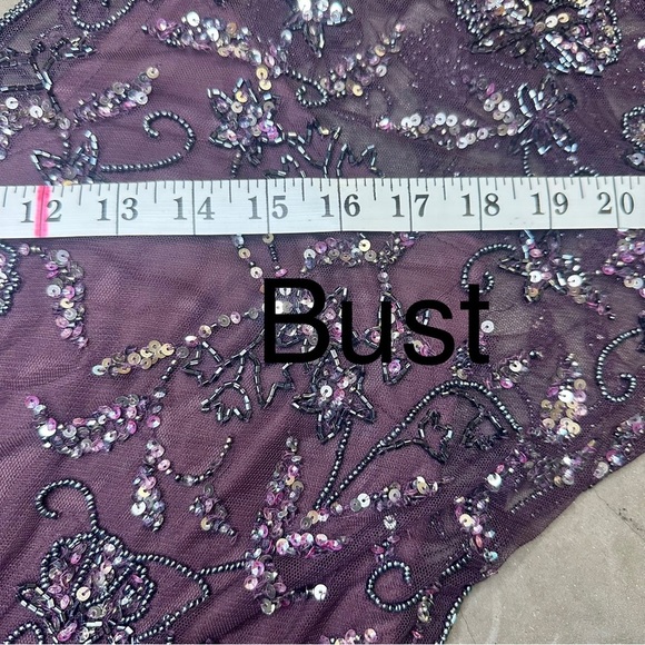 Pisarro Nights Plum full length beaded dress size 6 - Picture 11 of 14